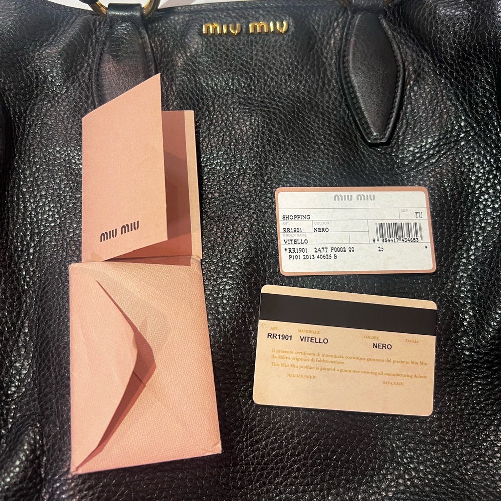 Miu Miu Black Grained Leather Shoulder bag with strap - Picture 3 of 6
